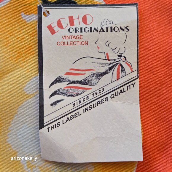 NWT Echo Silk Scarf Oranges Vintage Hand Rolled Edges Citrus - Picture 5 of 10